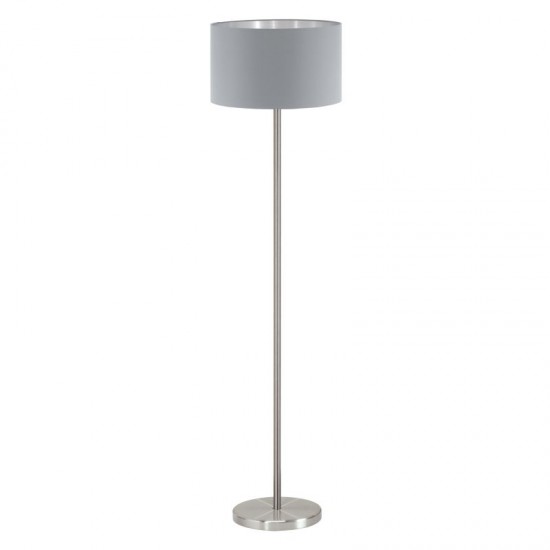 41051-002 Nickel Floor Lamp with Grey & Silver Shade