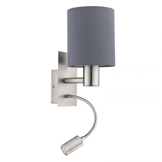 20375-002 Nickel Mother & Child Wall Lamp with Grey Shade