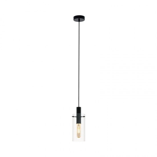 52647-002 Black Pendant with Clear Glass