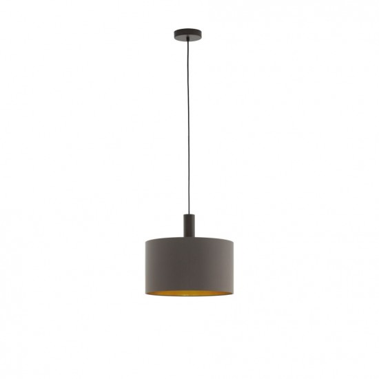 52828-002 Brown Pendant with Cappuccino & Gold Drum Shade
