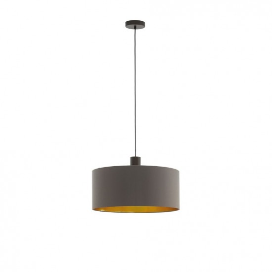 52829-002 Brown Pendant with Cappuccino & Gold Drum Shade