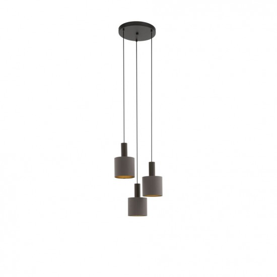 52830-002 Brown 3 Light Cluster Pendant with Cappuccino & Gold Shades