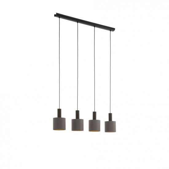 52831-002 Brown 4 Light over Island Fitting with Cappuccino & Gold Shades