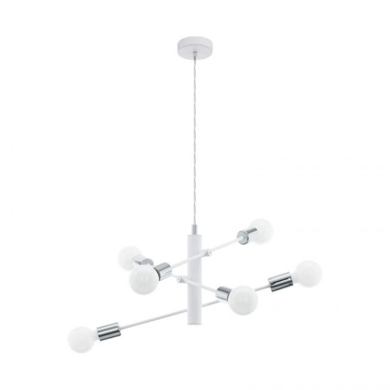 53021-002 White & Chrome 6 Light Centre Fitting