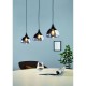 58381-002 Black 3 Light over Island Fitting with Smoked Mirrored Glasses