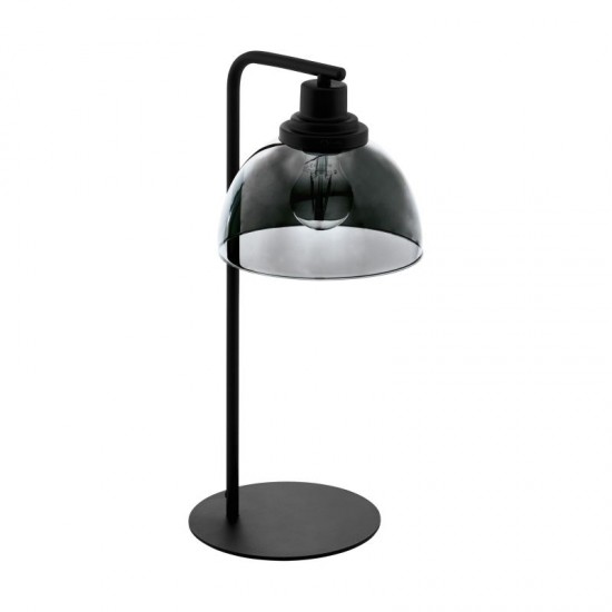 58383-002 Black Table Lamp with Smoked Mirrored Glass