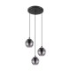 58505-002 Black 3 Light Cluster Pendant with Smoked Mirrored Glasses