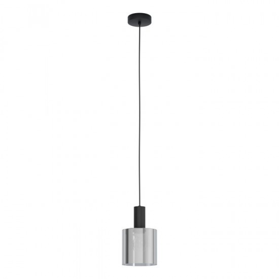 60965-002 Black Pendant with Smoked Mirrored Glass