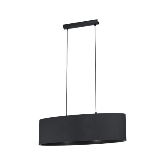 61166-002 Black Oval Shade 2 Light over Island Fitting 61166-002 Black Oval Shade 2 Light over Island Fitting