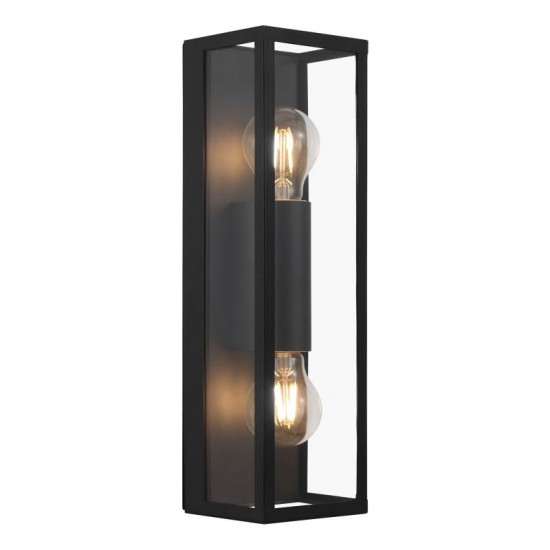 61007-002 Black 2 Light Lantern Wall Lamp