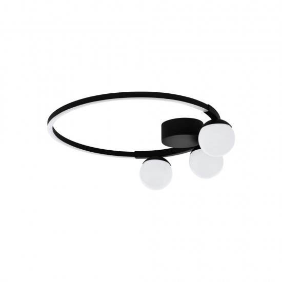 61275-002 LED White Globe & Black Round Flush 61275-002 LED White Globe & Black Round Flush