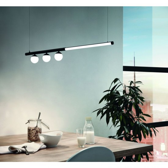 61273-002 LED White Globe & Black over Island Fitting 61273-002 LED White Globe & Black over Island Fitting