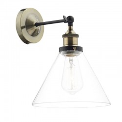 32313-003 Antique Brass & Black Wall Lamp with Clear Glass Shade 32313-003 Antique Brass & Black Wall Lamp with Clear Glass Shade
