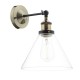 32313-003 Antique Brass & Black Wall Lamp with Clear Glass Shade