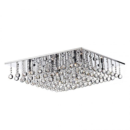 3741-003 Square Chrome With Clear Droppers 8 Light Flush 3741-003 Square Chrome With Clear Droppers 8 Light Flush