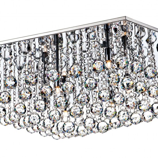 3741-003 Square Chrome With Clear Droppers 8 Light Flush 3741-003 Square Chrome With Clear Droppers 8 Light Flush