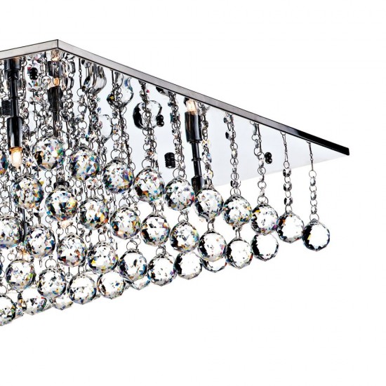 3741-003 Square Chrome With Clear Droppers 8 Light Flush 3741-003 Square Chrome With Clear Droppers 8 Light Flush