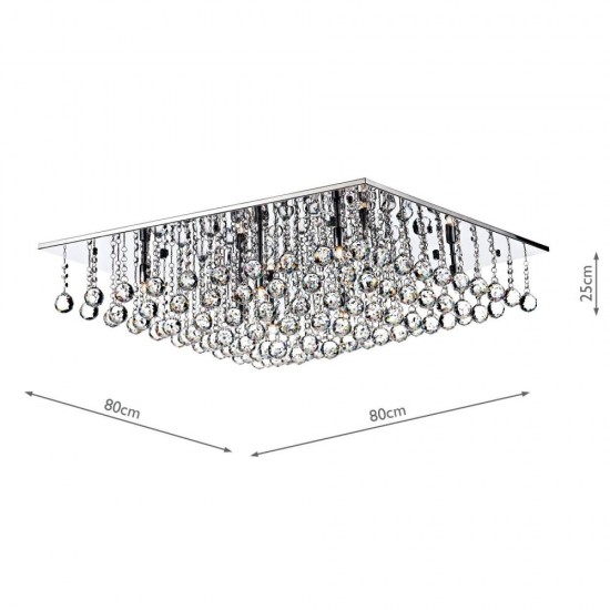 3741-003 Square Chrome With Clear Droppers 8 Light Flush 3741-003 Square Chrome With Clear Droppers 8 Light Flush