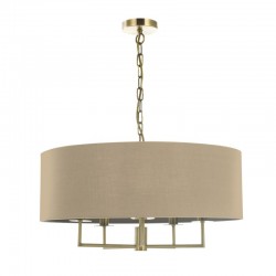 52338-003 Antique Brass 5 Light Pendant with Taupe Shade