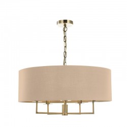 52338-003 Antique Brass 5 Light Pendant with Taupe Shade