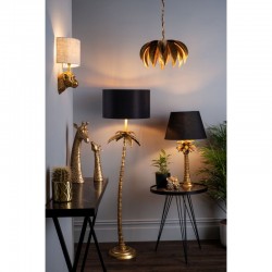 61650-003 Antique Gold Palm Tree Floor Lamp with Black Shade 61650-003 Antique Gold Palm Tree Floor Lamp with Black Shade