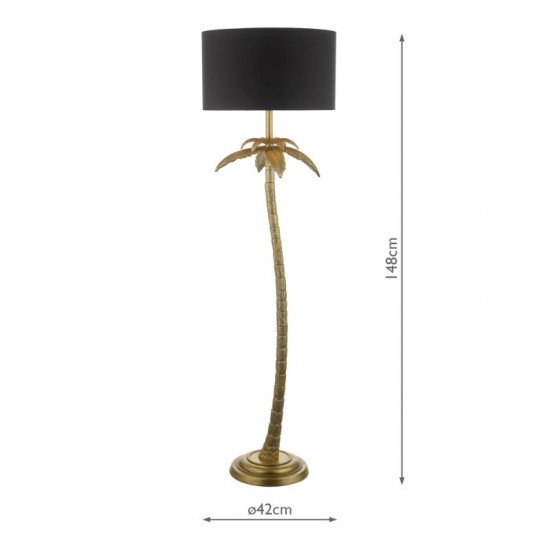 61650-003 Antique Gold Palm Tree Floor Lamp with Black Shade