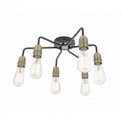 63623-004 Black & Antique Brass 6 Light Semi Flush 63623-004 Black & Antique Brass 6 Light Semi Flush