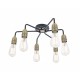 63623-004 Black & Antique Brass 6 Light Semi Flush