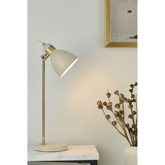 63698-003 Cream & Antique Brass Desk Lamp