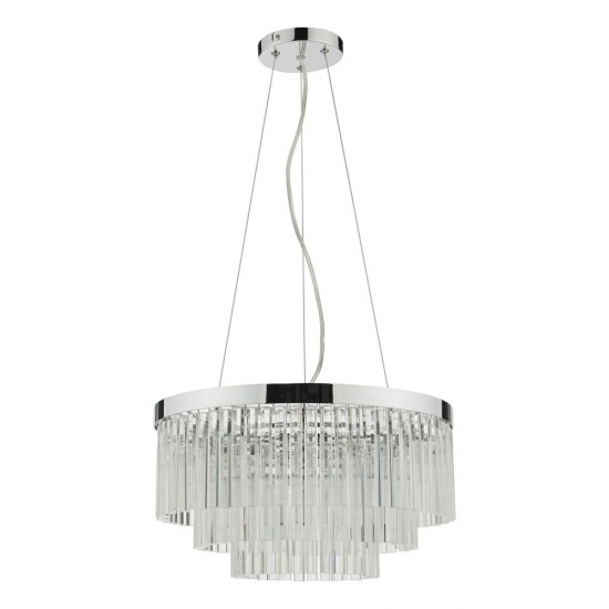 63702-003 Chrome 5 Light Chandelier with Clear Glass Rods 63702-003 Chrome 5 Light Chandelier with Clear Glass Rods