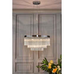 63702-003 Chrome 5 Light Chandelier with Clear Glass Rods