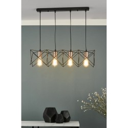 63710-003 Black & Copper 4 Light over Island Fitting
