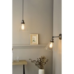 63713-003 Antique Nickel Pendant with Clear Glass