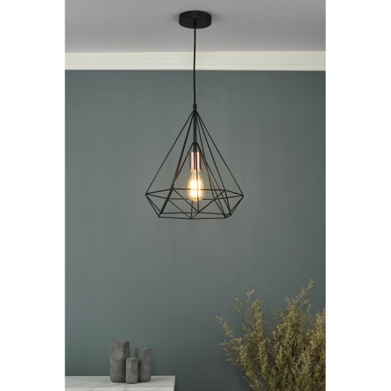 63717-003 Black & Copper Pendant