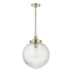 63718-003 Antique Brass Pendant with Clear Ribbed Glass 63718-003 Antique Brass Pendant with Clear Ribbed Glass