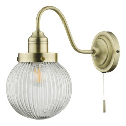 63719-003 Antique Brass Wall Lamp with Clear Ribbed Glass 63719-003 Antique Brass Wall Lamp with Clear Ribbed Glass