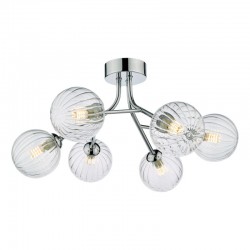 64905-003 Chrome 6 Light Ceiling Lamp with Ribbed Glasses