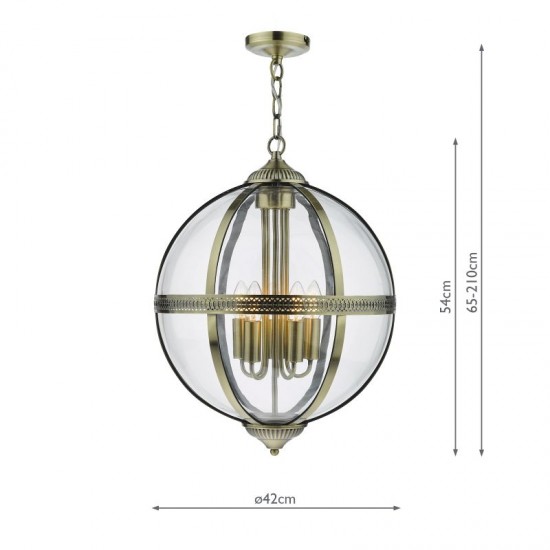 64907-003 Antique Brass 5 Light Lantern Pendant