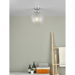 64914-003 Polished Chrome Semi Flush with Textured Glass