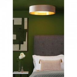 64927-003 Taupe Velvet 3 Light Flush with White Diffuser 