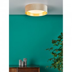 64930-003 Taupe Velvet 2 Light Flush with White Diffuser 