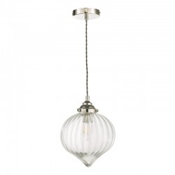 64939-003 Nickel Pendant with Ribbed Clear Glass