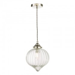 64939-003 Nickel Pendant with Ribbed Clear Glass