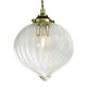 64940-003 Antique Brass Pendant with Ribbed Clear Glass