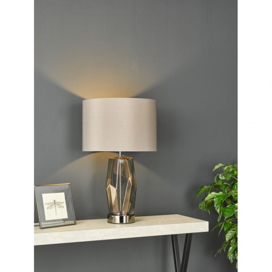64941-003 Smoky Glass Touch Table Lamp with Grey Shade 64941-003 Smoky Glass Touch Table Lamp with Grey Shade