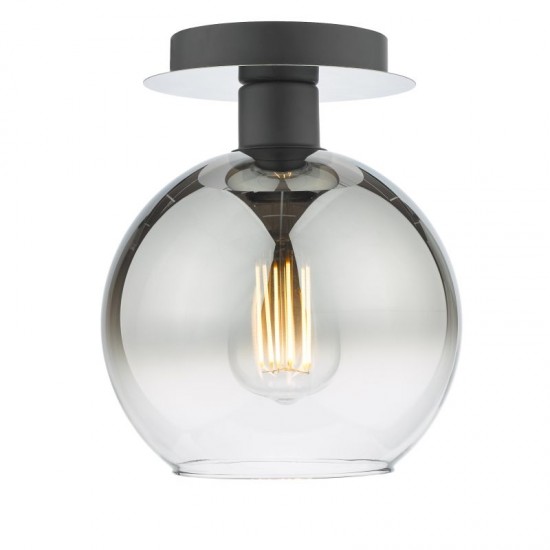 64949-003 Black Semi Flush with Mirrored Ombre Glass