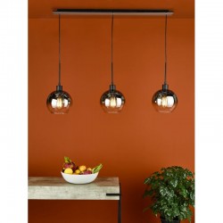 64950-003 Black 3 Light over Island Fitting with Mirrored Ombre Glasses