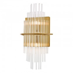 64952-003 Brushed Antique Gold Wall Lamp with Clear Glass Rods 64952-003 Brushed Antique Gold Wall Lamp with Clear Glass Rods