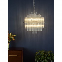 64954-003 Polished Chrome 13 Light Pendant with Clear Glass Rods