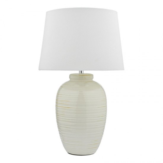 64955-003 White Linen Shade & Ivory Glaze Table Lamp